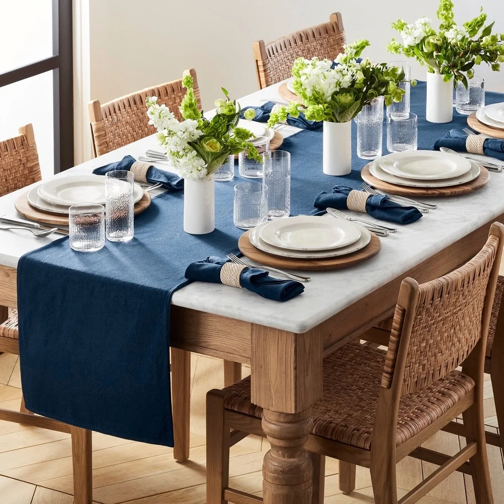 Williams Sonoma Pantry Essentials Pantry Navy Blue Table Runner